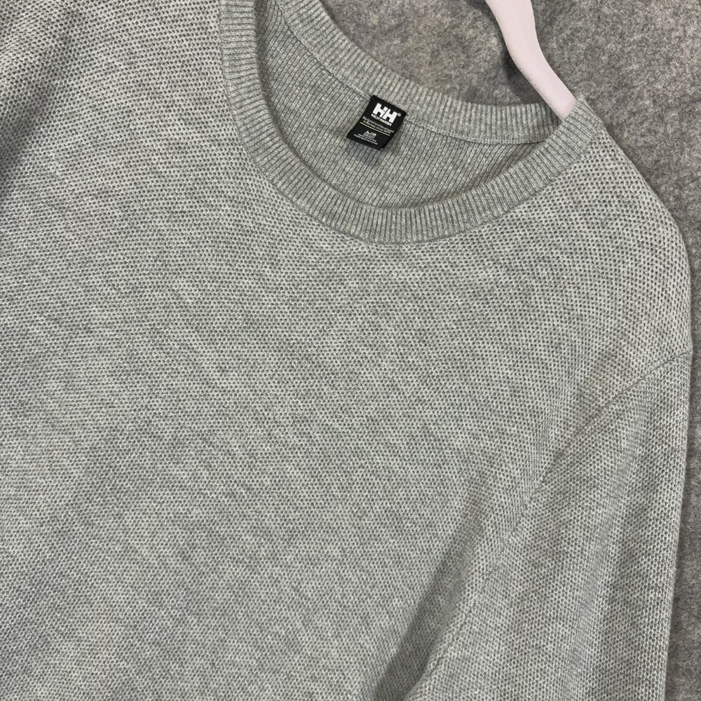 Helly Hansen Skagen Sweater Mens Sz L Gray Cotton Knit Casual Athleisure